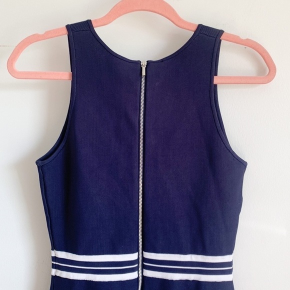 BEBE Navy Blue White Body Con Bandage Mini Dress Medium - Picture 7 of 11